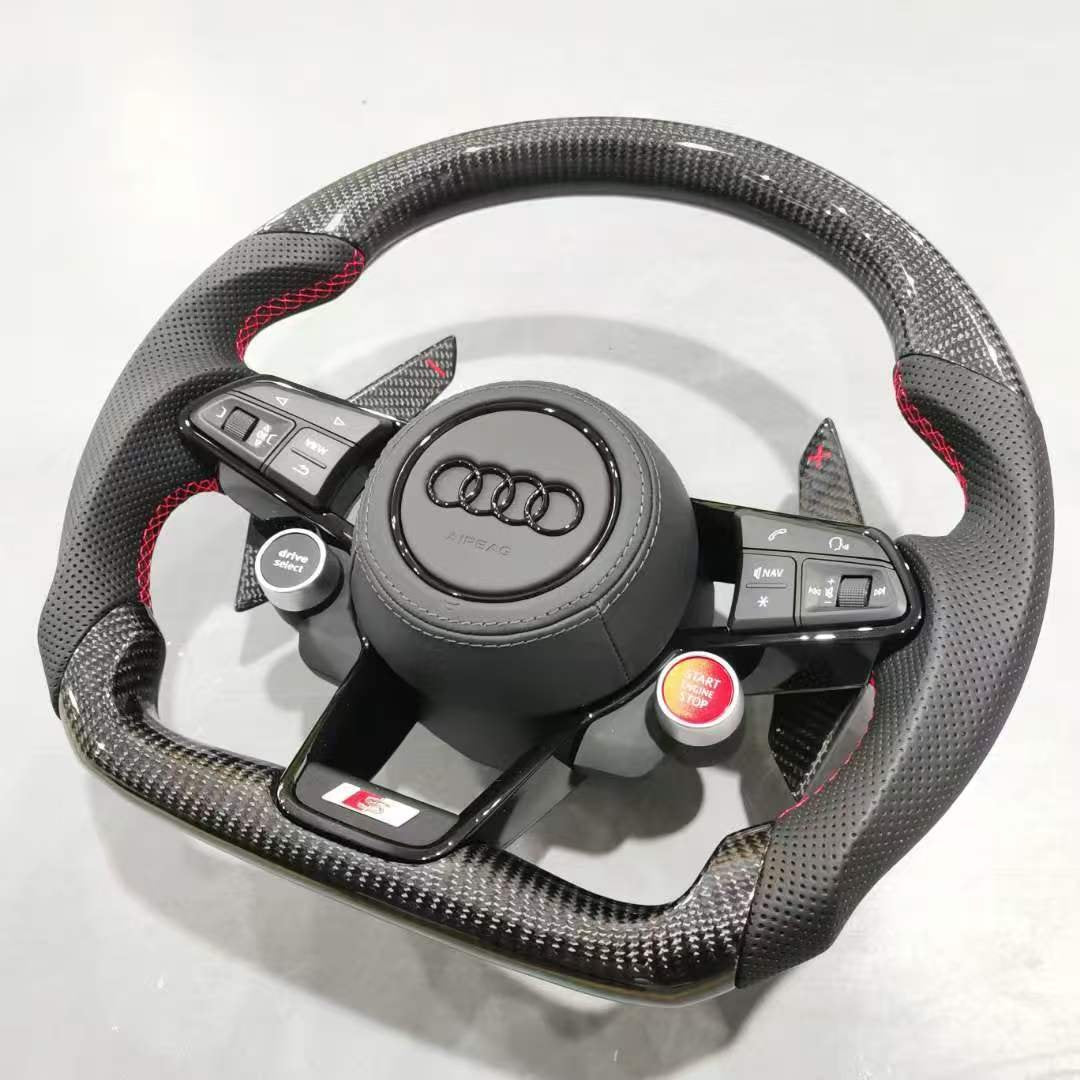 Carbon-Lenkrad Audi im RS-Design – Carbon mit perforiertem Leder