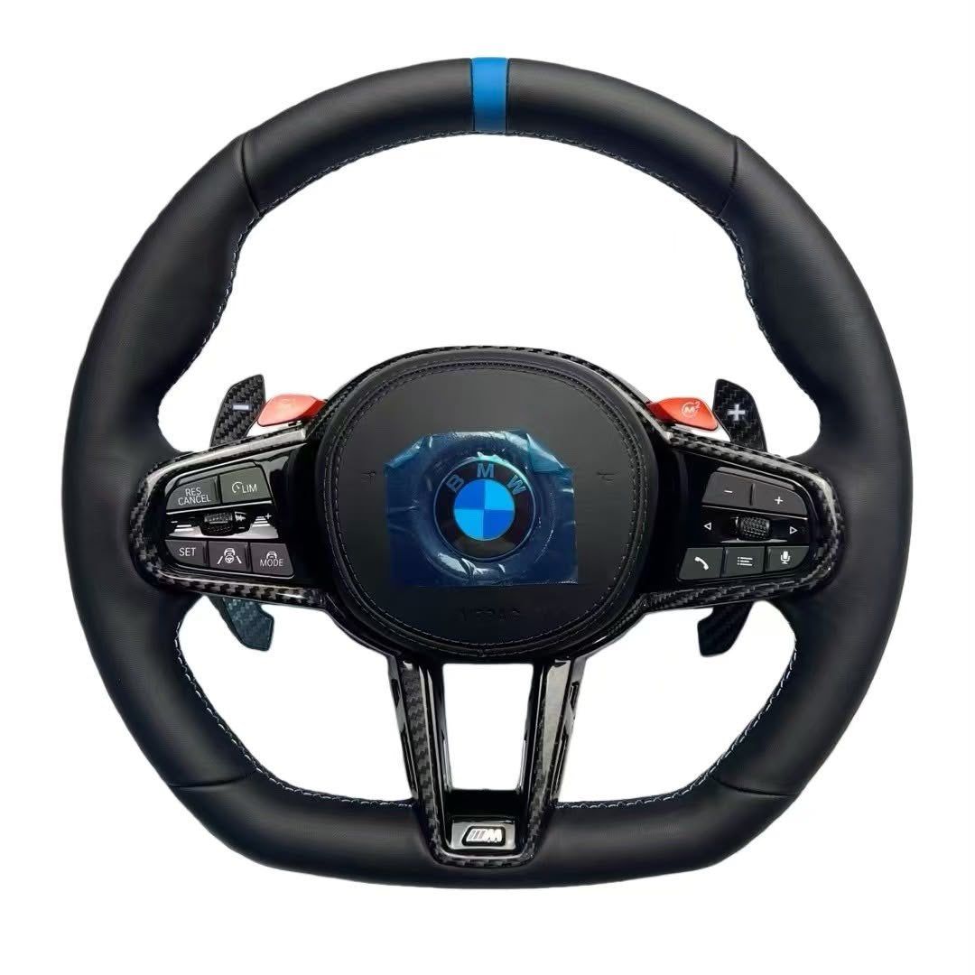 Sportlenkrad BMW G-Serie im M-Design – Glattleder mit blauer 12-Uhr-Markierung