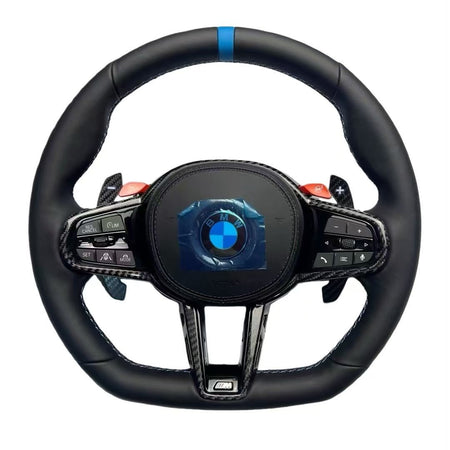 Sportlenkrad BMW G-Serie im M-Design – Glattleder mit blauer 12-Uhr-Markierung