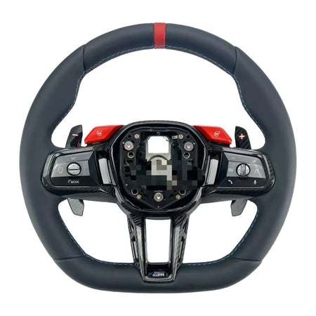 BMW M-Lenkrad im neuen Design aus Glattleder mit roter 12-Uhr-Markierung, Abbildung ohne Airbag