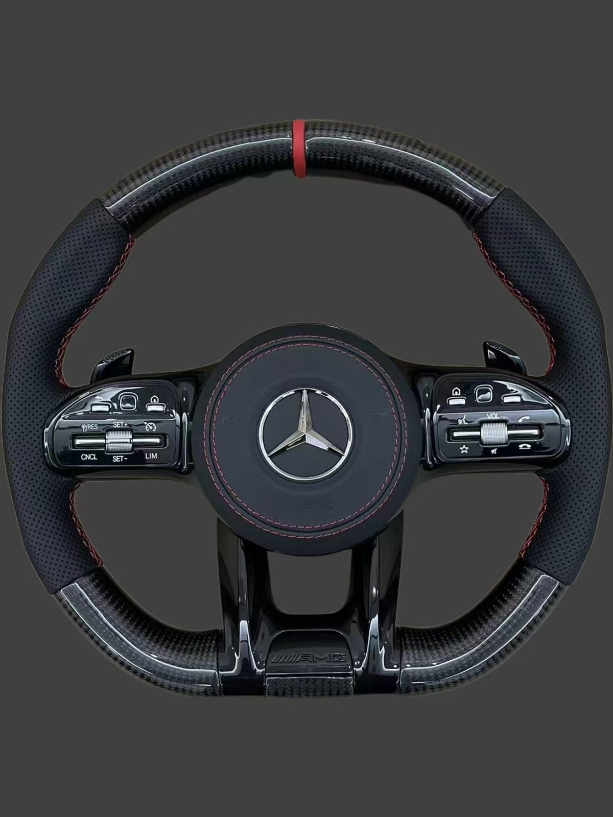 Carbon-Lenkrad Mercedes-Benz im AMG-Design – Carbon mit Leder und schwarzen Tastenblenden